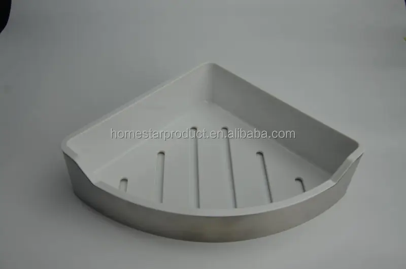 Plastic corner bathroom shelf and corner tennsion pole shower caddy
