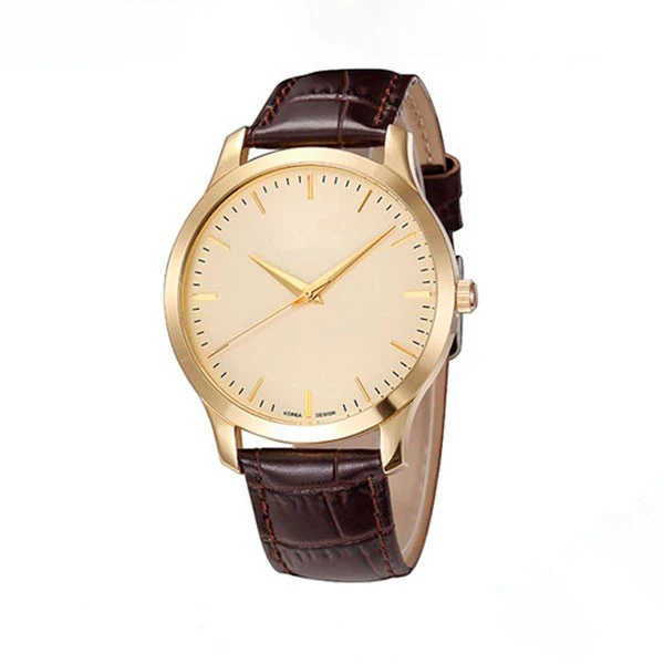 Custom Relojes Men Watch Rose Golden Case Leather Band Wristwatches Quartz  Luxury Watches For Men