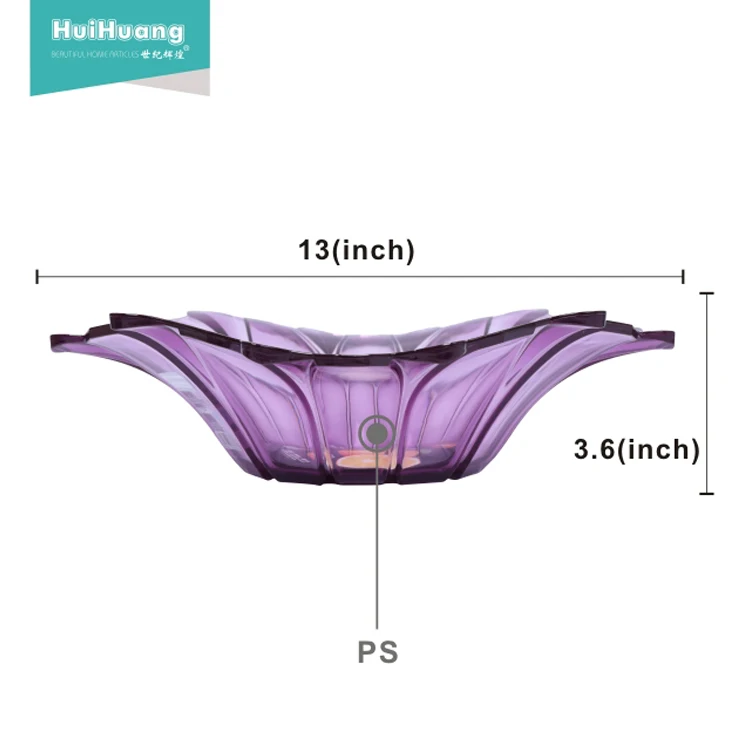 
 13 дюймов оптовая продажа с фабрики еда класс PS цветок форма фрукты лоток прозрачный пластик фрукты блюдо сухой лоток  