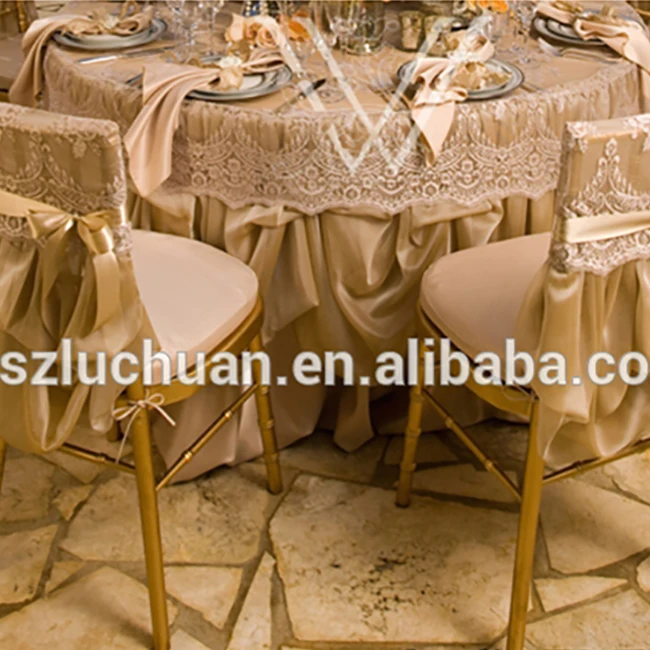 Luxury Design Banquet Decoration Gold Satin Table Overlay Wedding