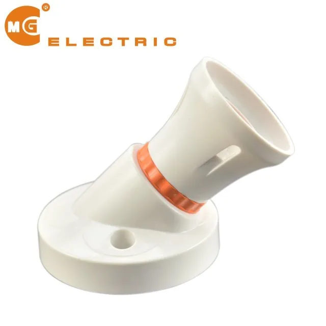 white bakelite angled lampholder Edison bayonet lamp holder