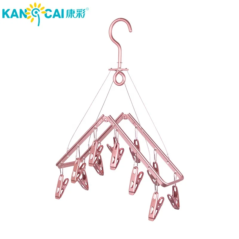 
Colorful 12 clips aluminum balcony portable folding baby clothes dryer 