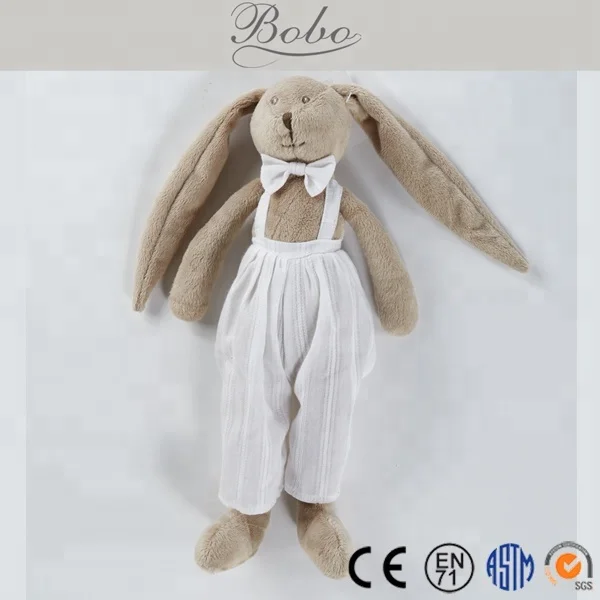 OEM ODM Custom Easter stuffed bunny rabbit soft toys with linen cloth body plush toy