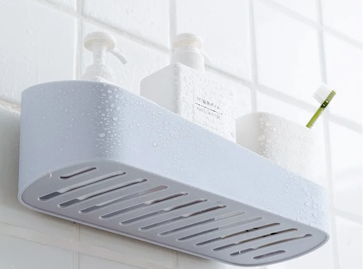 Power paste wall hanging plastic non-perforating wall receiving shelf geometric shape bathroom shelf in the toilet