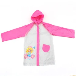 Hiking blue PVC Cartoon Waterproof Children Rain Coat For Kids