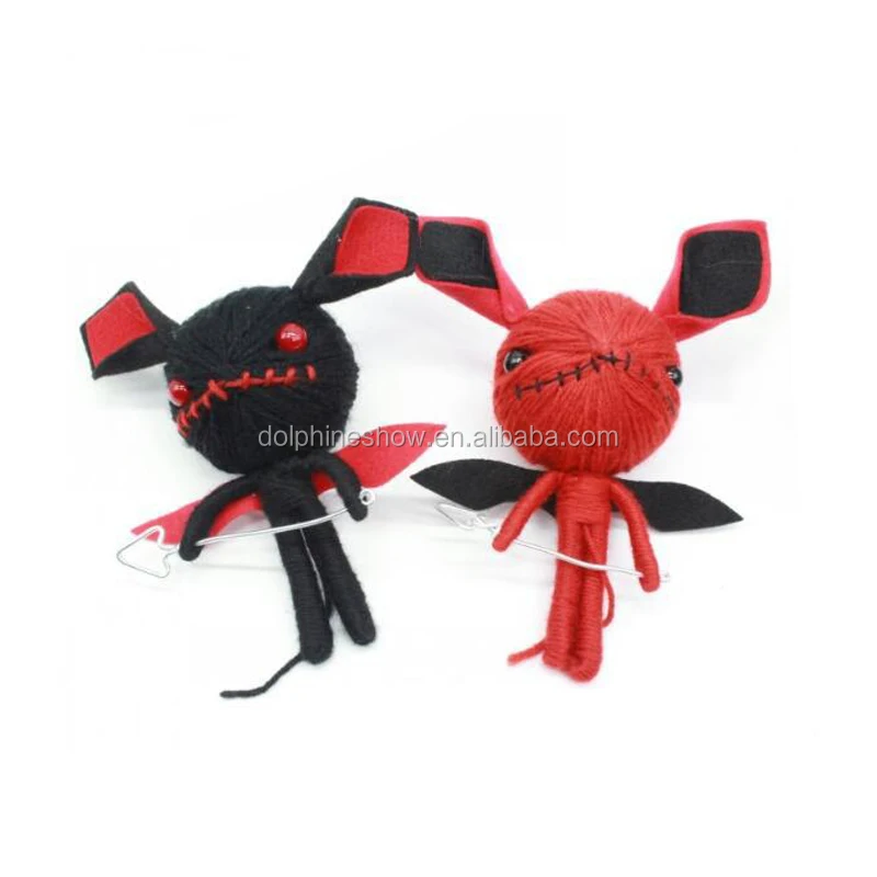 Wholesale Voodoo Dolls Keyring Black Angry Evil Angel Voodoo Keychain Customized Handmade Halloween Gift Voodoo Dolls