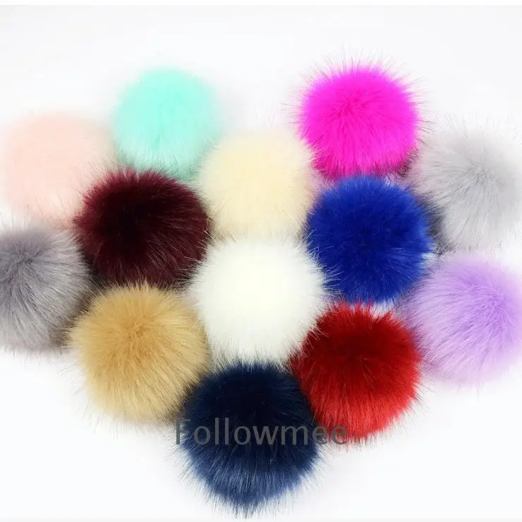 faux fur Pom For Beanie Hats Snap On fluffy fox Pompom Detachable Faux raccoon Fur