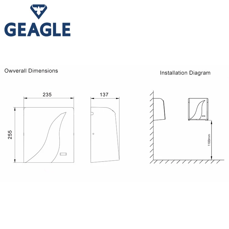 Factory Price Bathroom Sanitary Ware Sensor Air Injection Hand Dryer