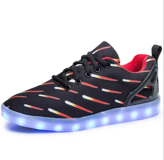 boys LED light shoes USD charge gold silver