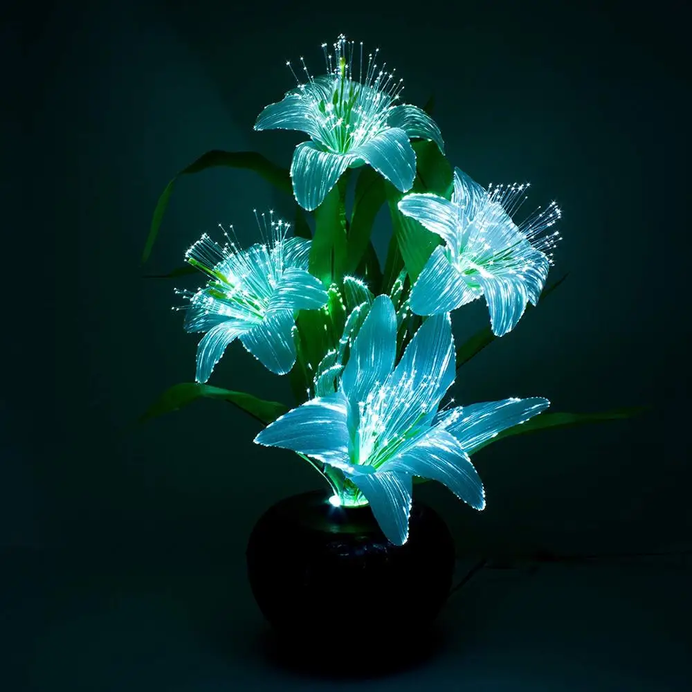 LED plastic  color changing fiber optic Lily  flower lamp  for home decoration