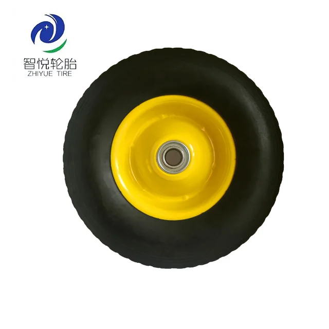 10 inch semi-pneumatic rubber wheel with bearing for wheelbarrow, garden trailer, trolley
