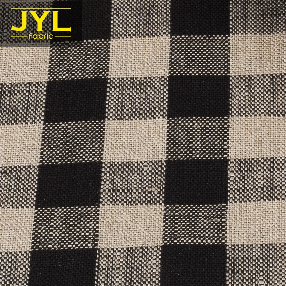 
JYL 100% linen fabric for comfortable plaid clothing E1005# 