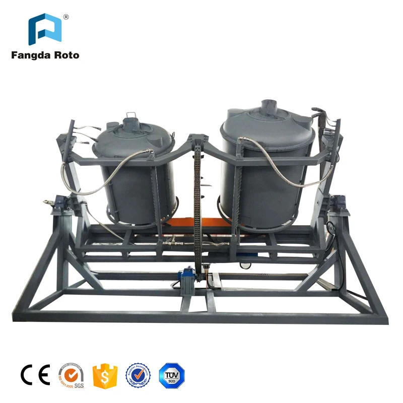 
Open flame rock n roll rotational molding machine 