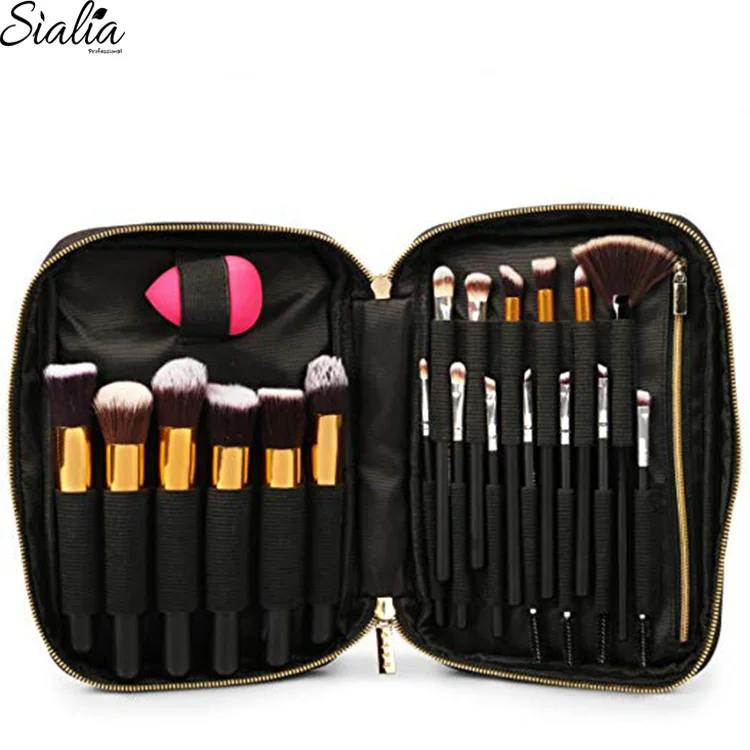 Sialia China Factory Sales Makeup Brush PU Pouch Private Label Travel Cosmetic Make Up Leather Bag Custom