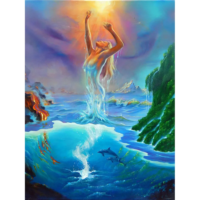 
h1683 YIKEE 5d diamond painting kit,River god diamond painting full 