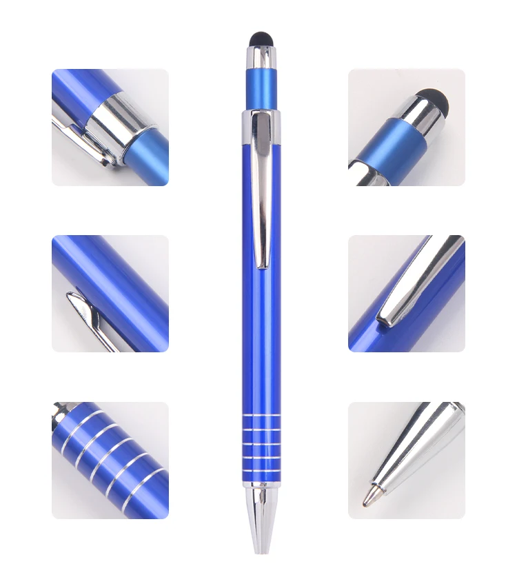 Promotional cheap aluminum metal ball pen with touch phone screen stylus ballpoint pen