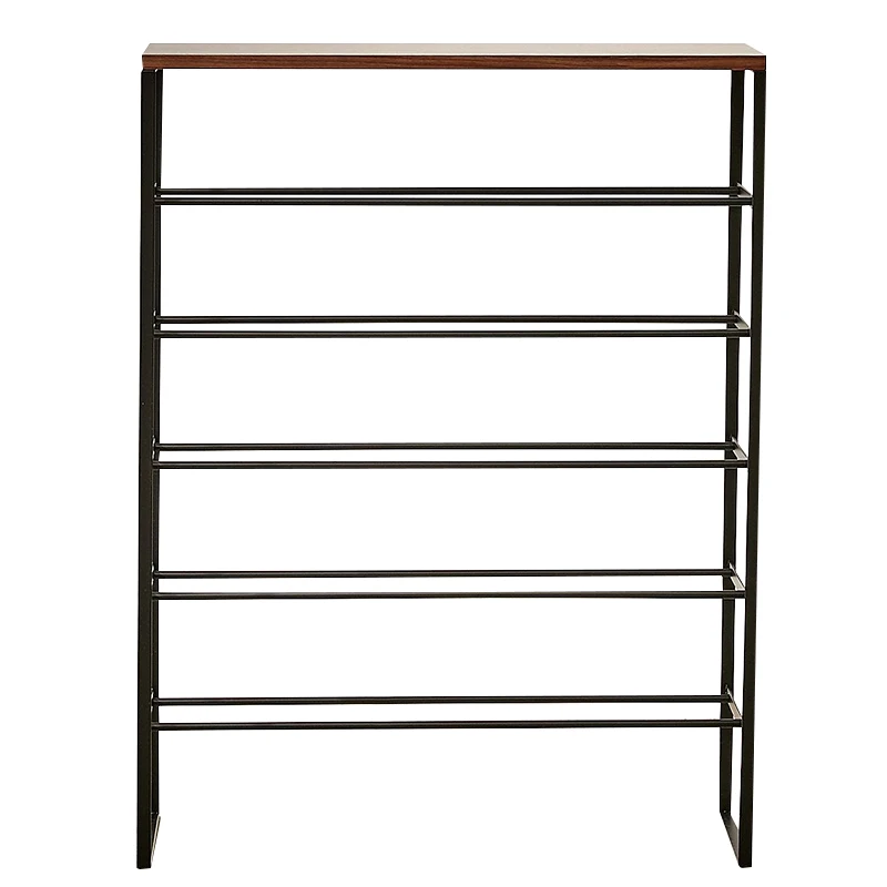 Modern Design Black Metal Wooden 3-tiers Shoe Rack Bench for Entryway Closet Storage Display Artisan Home Decor