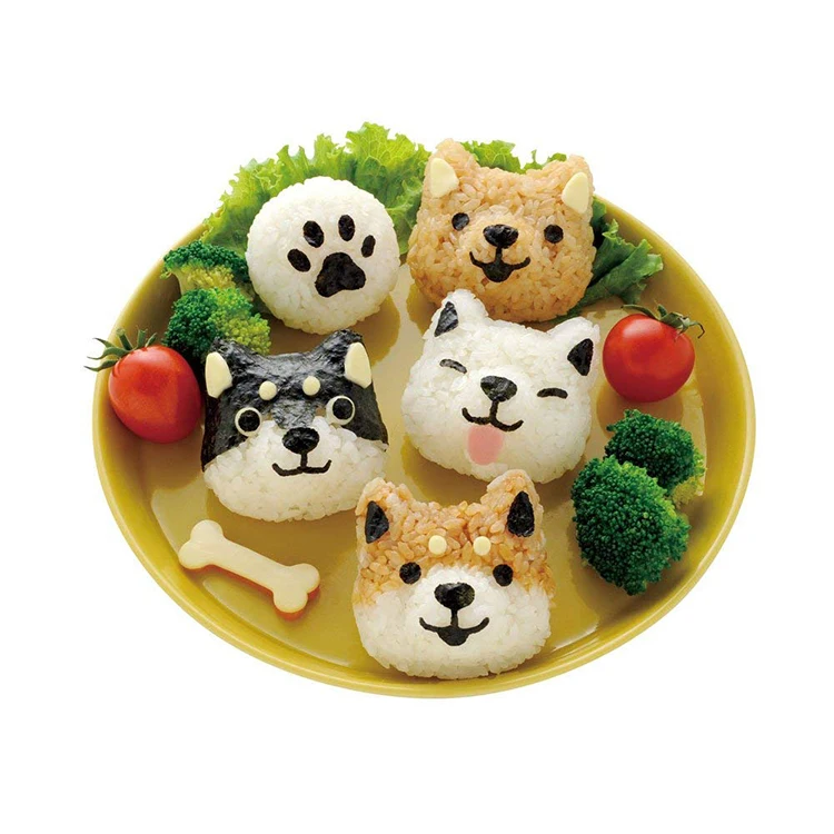 
Bento Rice Onigiri Mold Shaper and Nori Seaweed Cutter Set - CUTE DOG PUPPY 