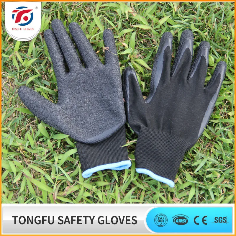 black&black latex coated crinkle finished glove