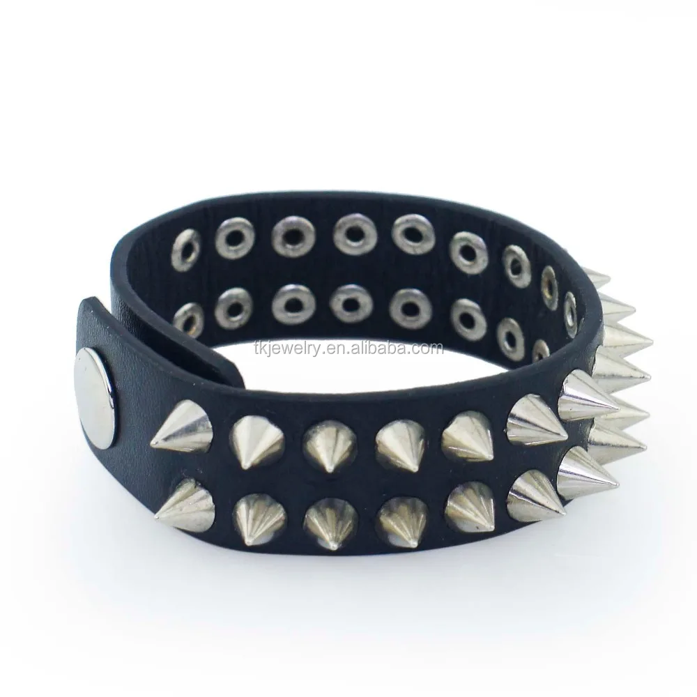 Hot Sale Gothic Spikes Rivet Bracelet Stud Cuff Bracelet Black Leather Punk bracelets