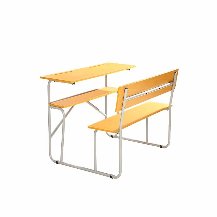 Manufacture wood and metal double school furniture,school table and chairs set