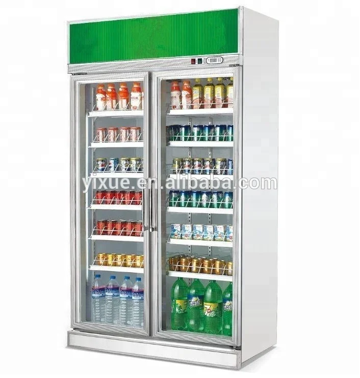 Two Doors 1000L Soda Beer Beverage Display Refrigerator With Imported Compressor