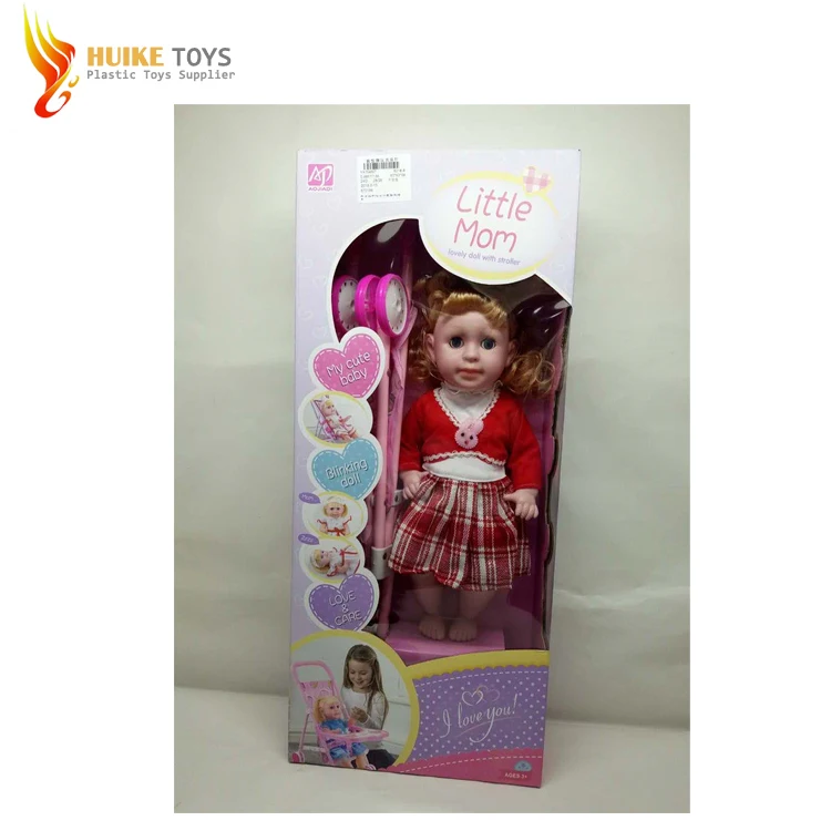 Hot sell little girl set 12 inch doll 4 voice trolley for girls in 2022