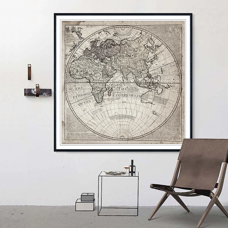Living Room World Map Poster Painting Wall Art Canvas Print