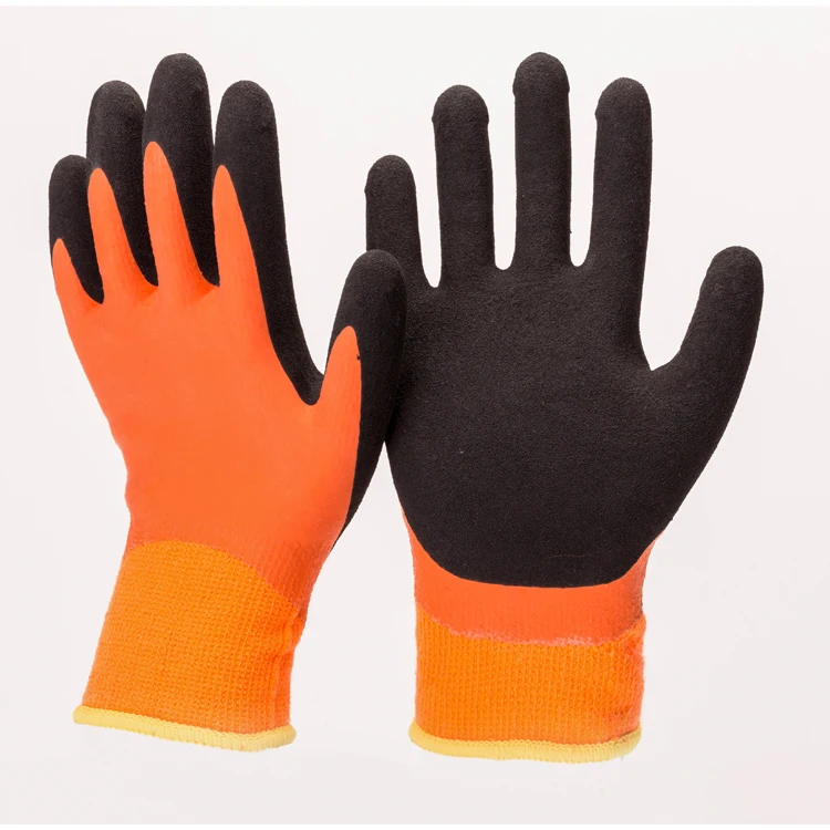  ZMSAFETY daily double liner dipped sandy nitrile gloves warm work glove for winter