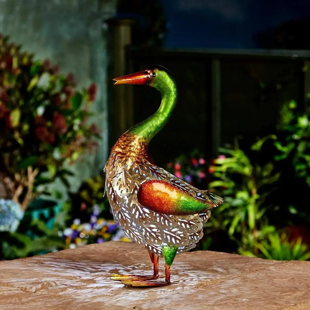 Metal Led Duck Outdoor Garden Decor Solar Powered Light