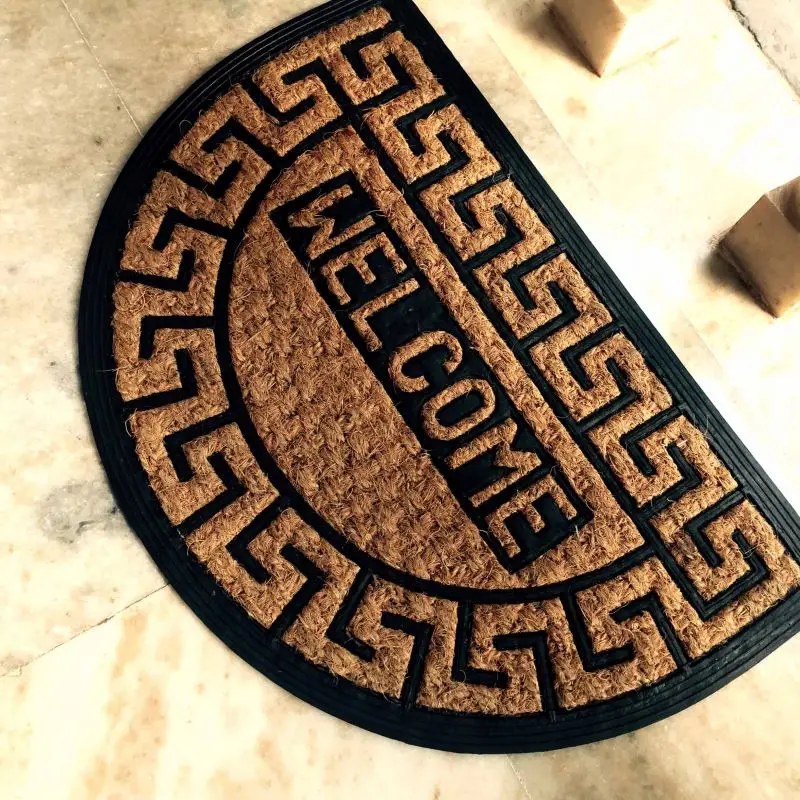 Half Round Semi Circle Home Coco Fiber On Rubber Door Mat