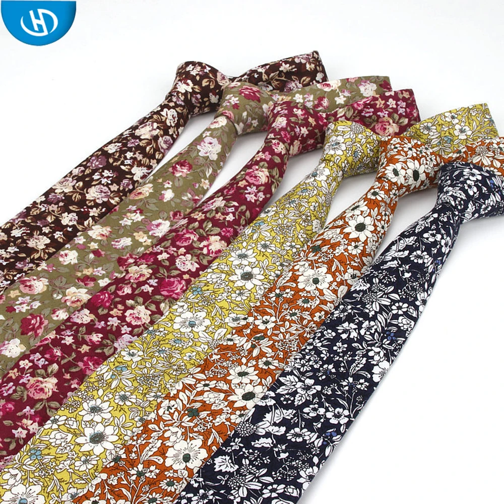 Оптовая продажа, стильный мужской хлопковый галстук с цветочным принтом на заказ в китае