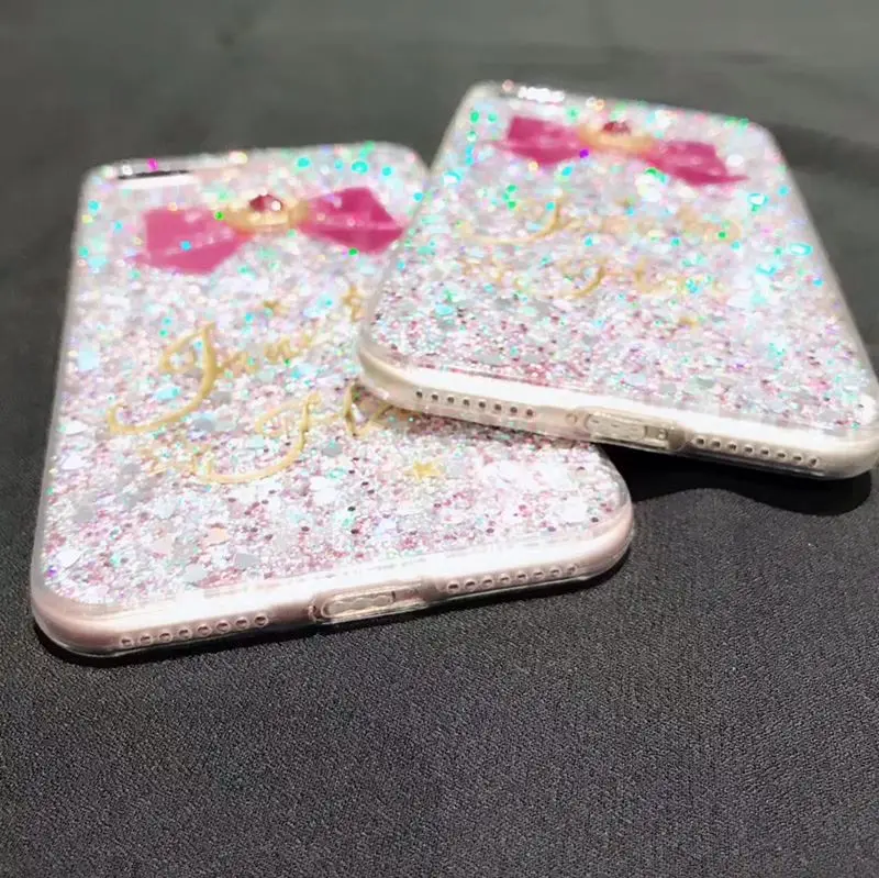 New Cute Cartoon Sailor Moon Case For iPhone 7 plus 6 6s plus Comics Paillette 3D Flash Powder Glitter Back Funda Cover Coque