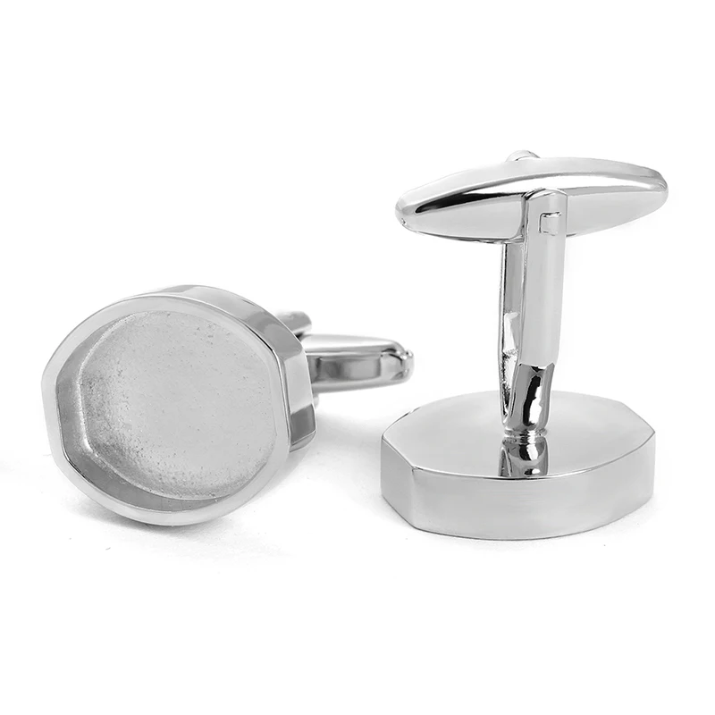 Custom cufflinks sliver Hexagon small round cufflinks for mens