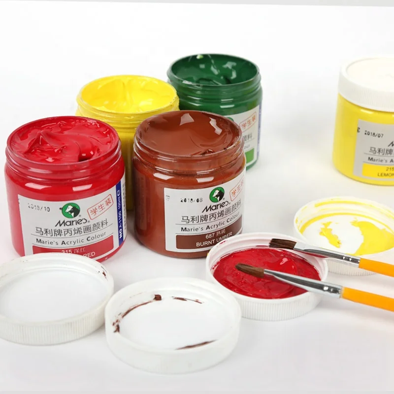 Maries 100ml Non-toxic DIY Waterproof Wall Paints Wholesale Acrylic painting Colour Set for Art Students