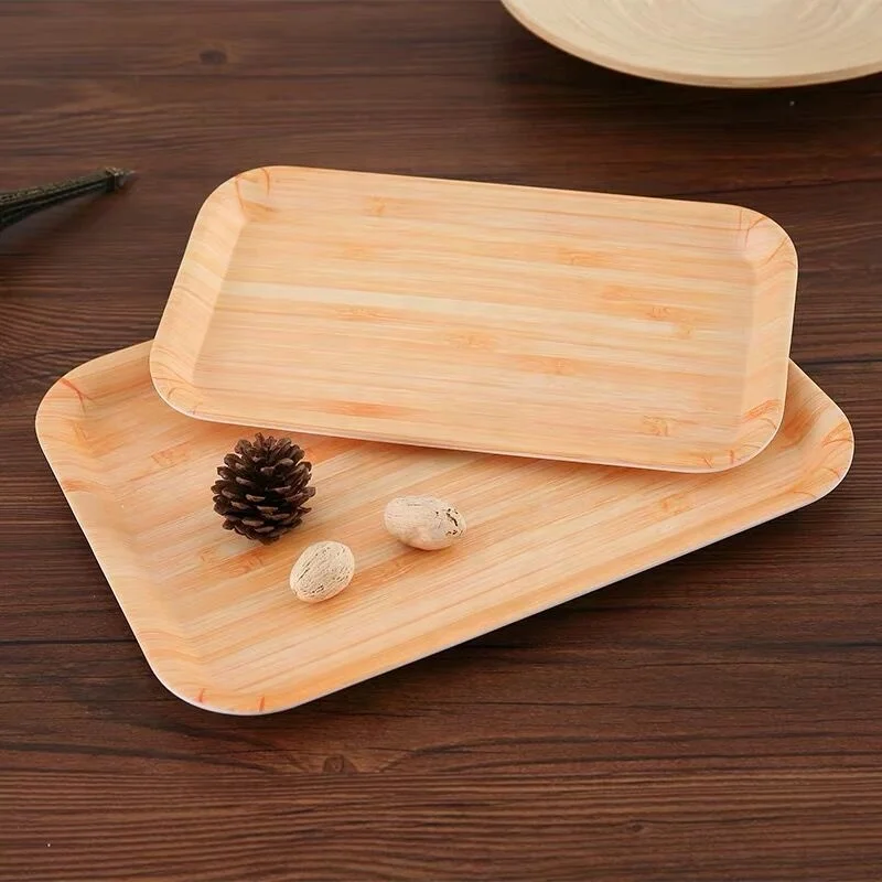 Wooden new design stackable plastic melamine trays for restaurant