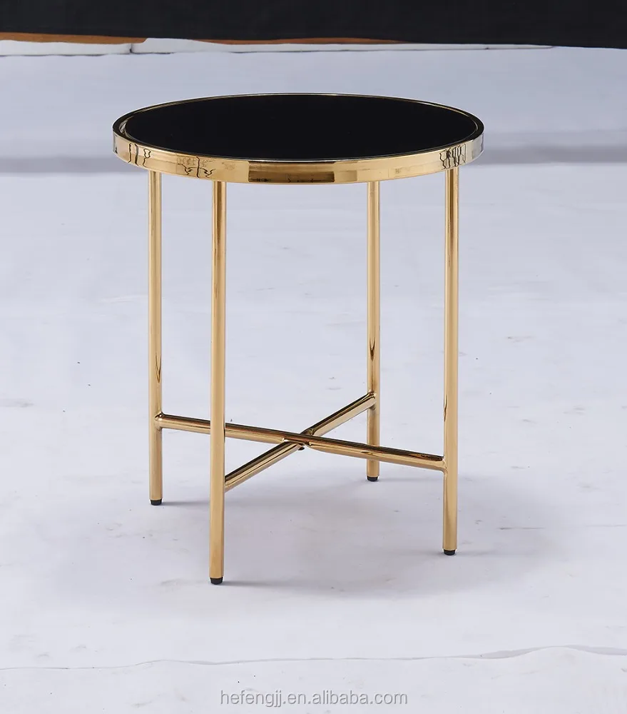 Современный дизайн, домашний Золотой журнальный столик, стеклянный круглый Диванный боковой столик