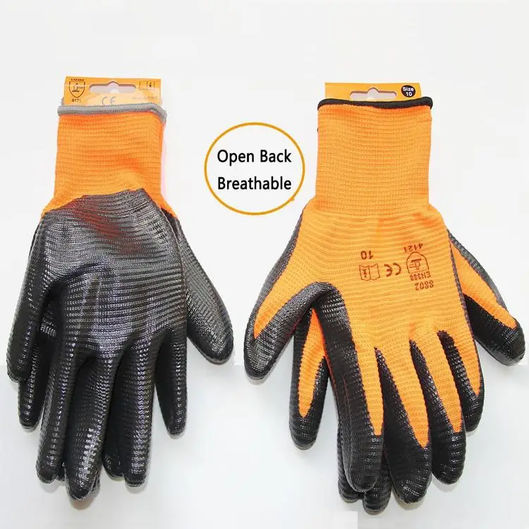 Multipurpose Chemical Oil Resistant Nitrile Coating Gloves With Texture Grip For Mechanic Automotive Guante Nitrilo