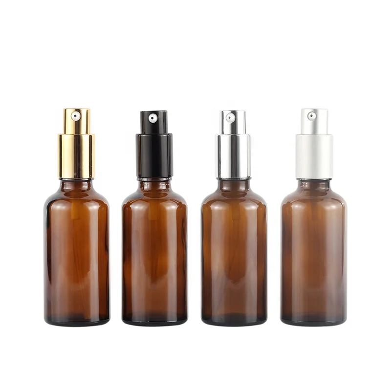 Wholesale empty brown/amber glass bottle Essential oil/Lotion Moisturizer spray bottle 50Ml 100Ml