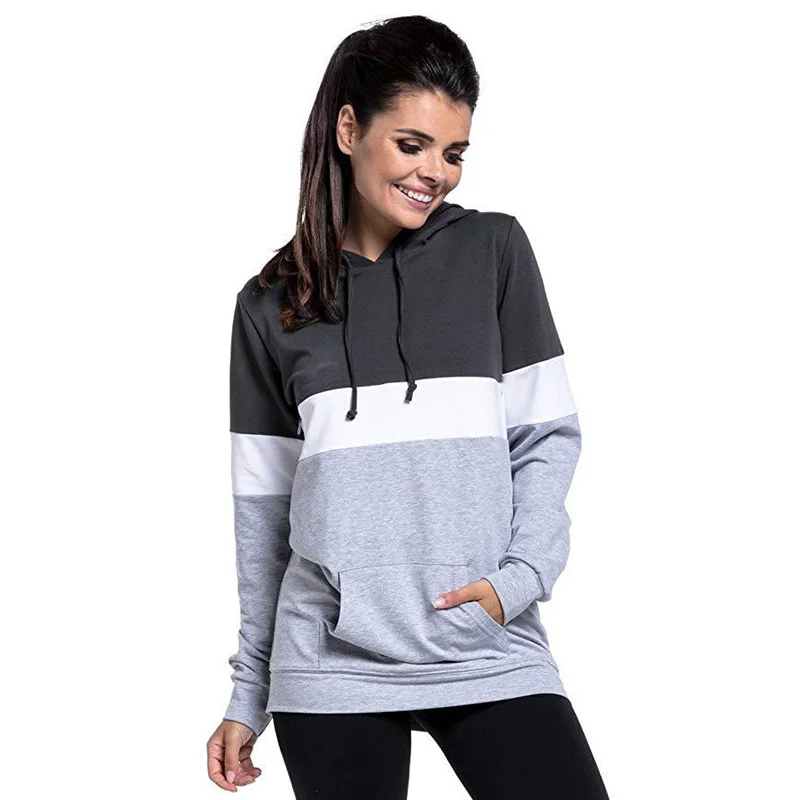 Новый дизайн лоскутный Женский Повседневный пуловер для беременных с ребенком кенгуру модная пользовательская Толстовка для кормления