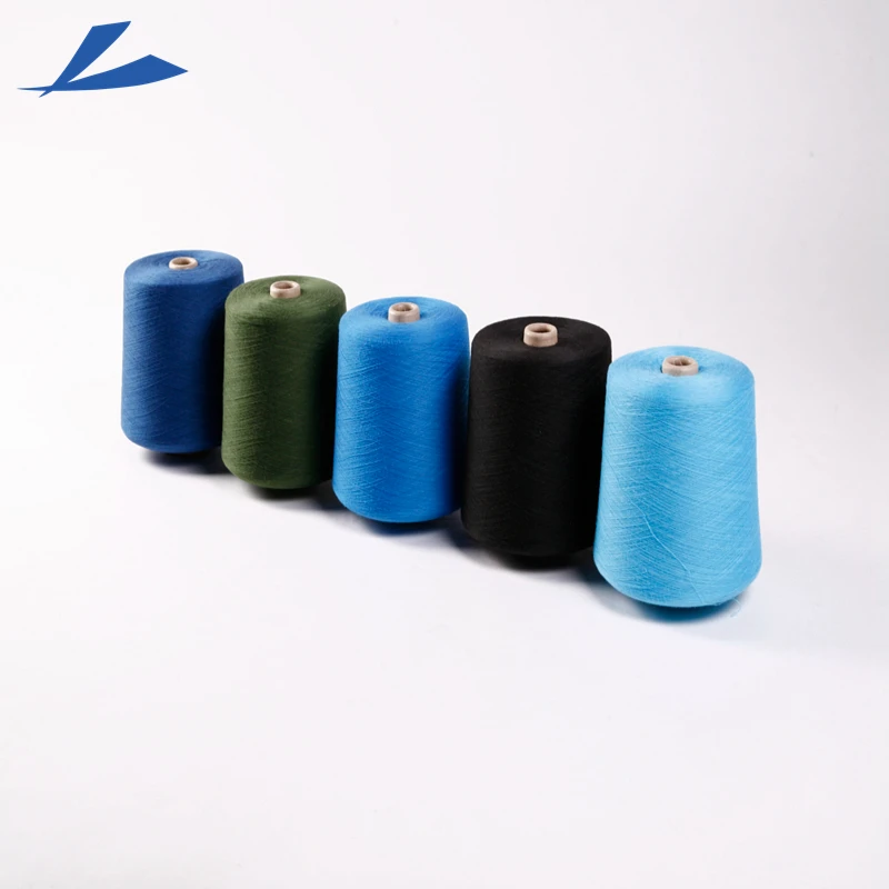 AA GRADE cheap price recycled 100% polyester Spun yarn for knitting and weaving GRS certificated