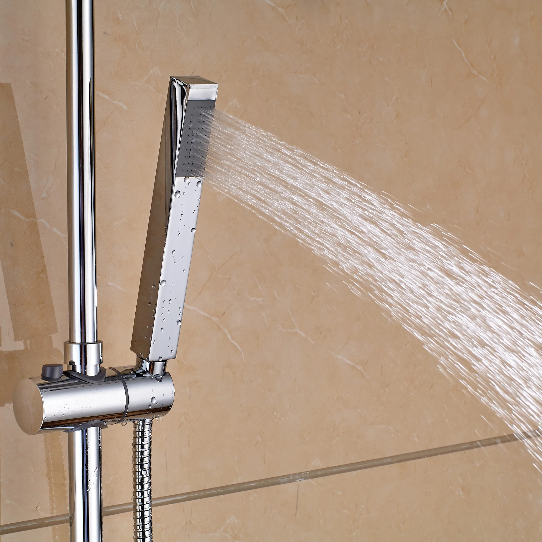 Bathroom Thermostatic 2-Way Mixer Set Bath Shower Faucets