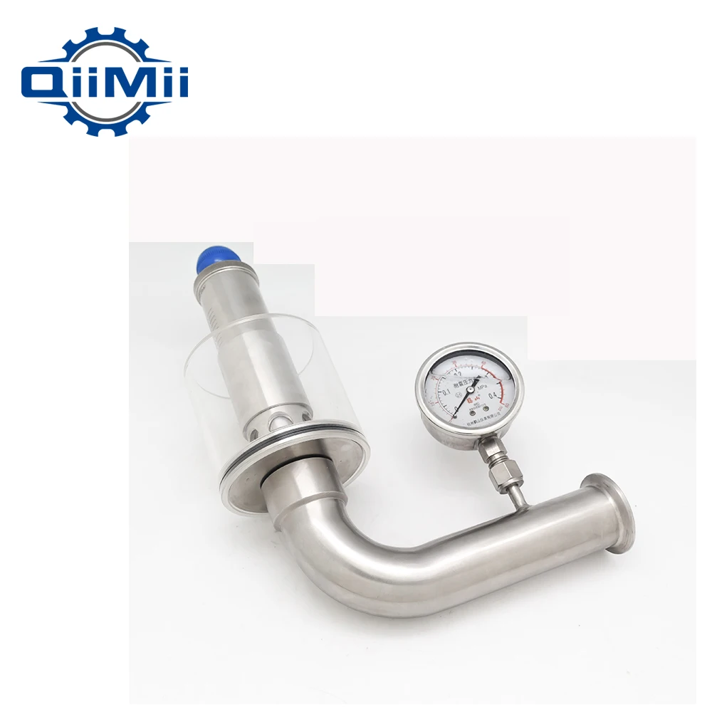 Sanitary Stainless Steel Exhaust Air Release Valve With Pressure Gauge Spunding Valves Bunging Valves Bunging Pressure Device