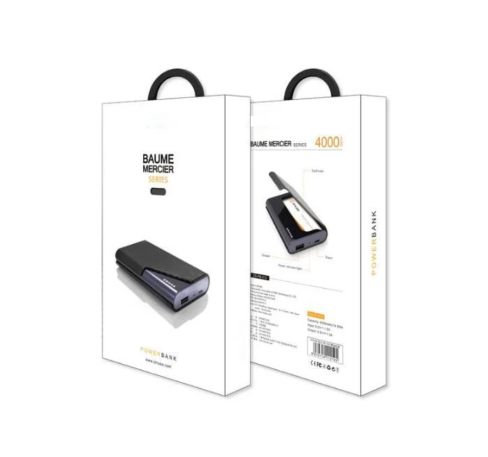 Business Card Holder Power Bank 4000mAh PU Leather Power Bank with Card Holder