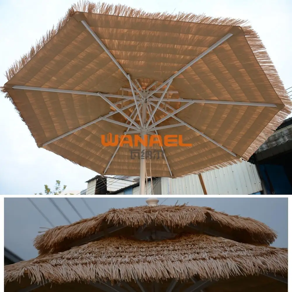 Guangzhou economicArtificial Plastic Straw Beach Hawaii Windproof Thatch Umbrella