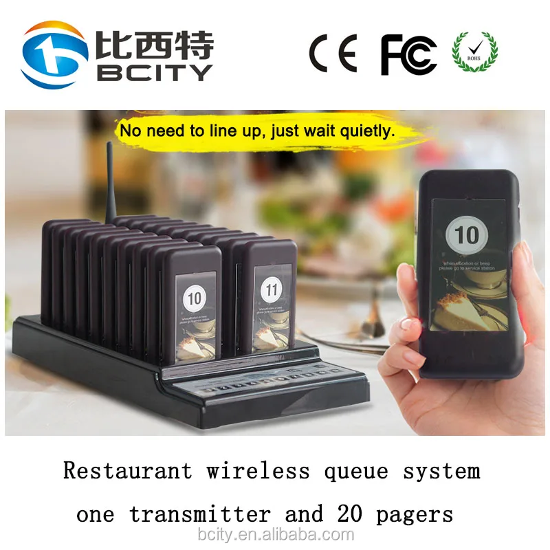 Гость беспроводной ресторанного обслуживания очереди называя систему с 20 пейджеры