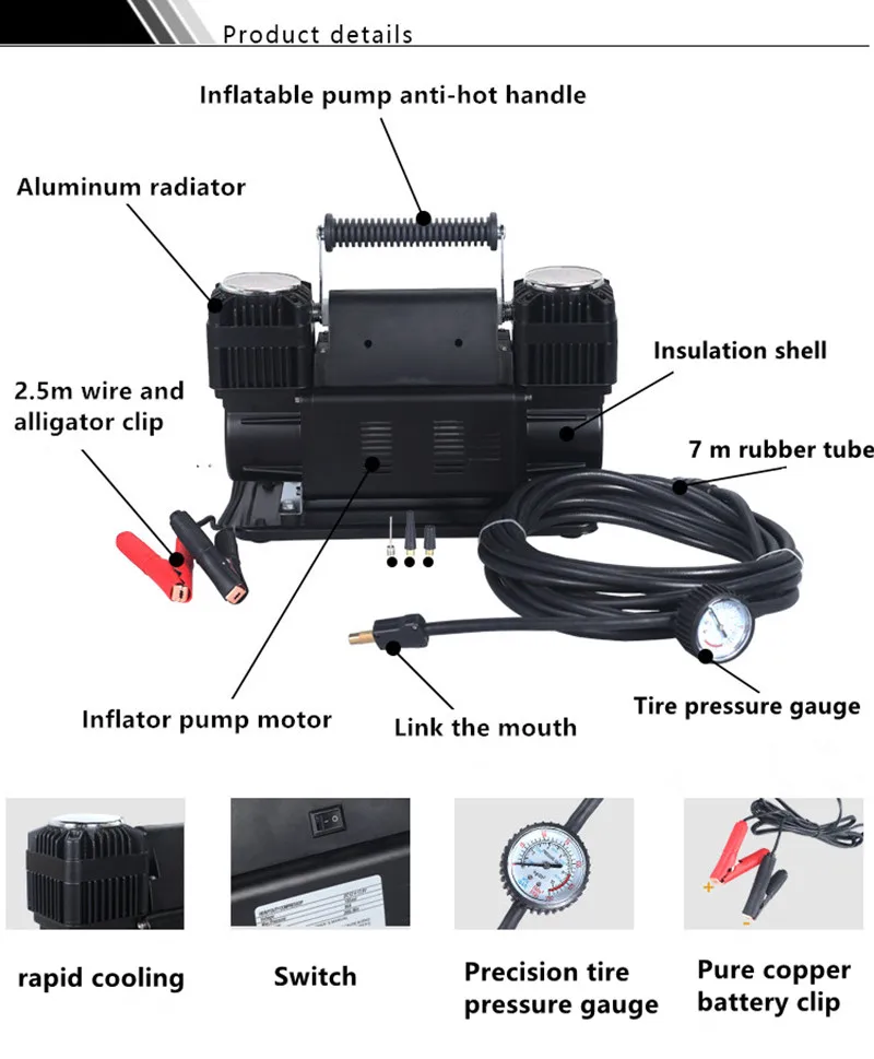 3664 300L/Min 150 PSI Portable Air Pump Pressure Pump Tire for Car Tires Trucks & Inflatables