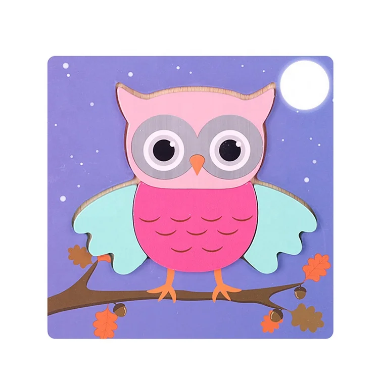 3D Деревянный пазл милые Мультяшные животные Интеллектуальный Детский развивающий подарок головоломка для мозга деревянный