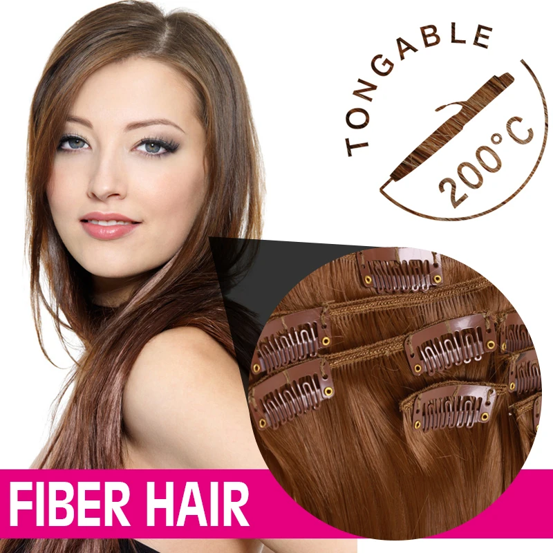 Бесплатная доставка 22 дюймов 55 см синтетический клип в наращивание волос высокая температура волокна прямо выдвижения волос многоцветный 100 г