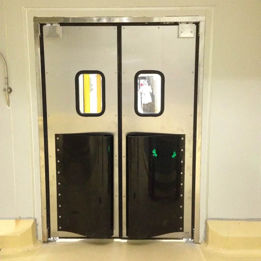 Impact resistant swing double leaf traffic interior door for factory